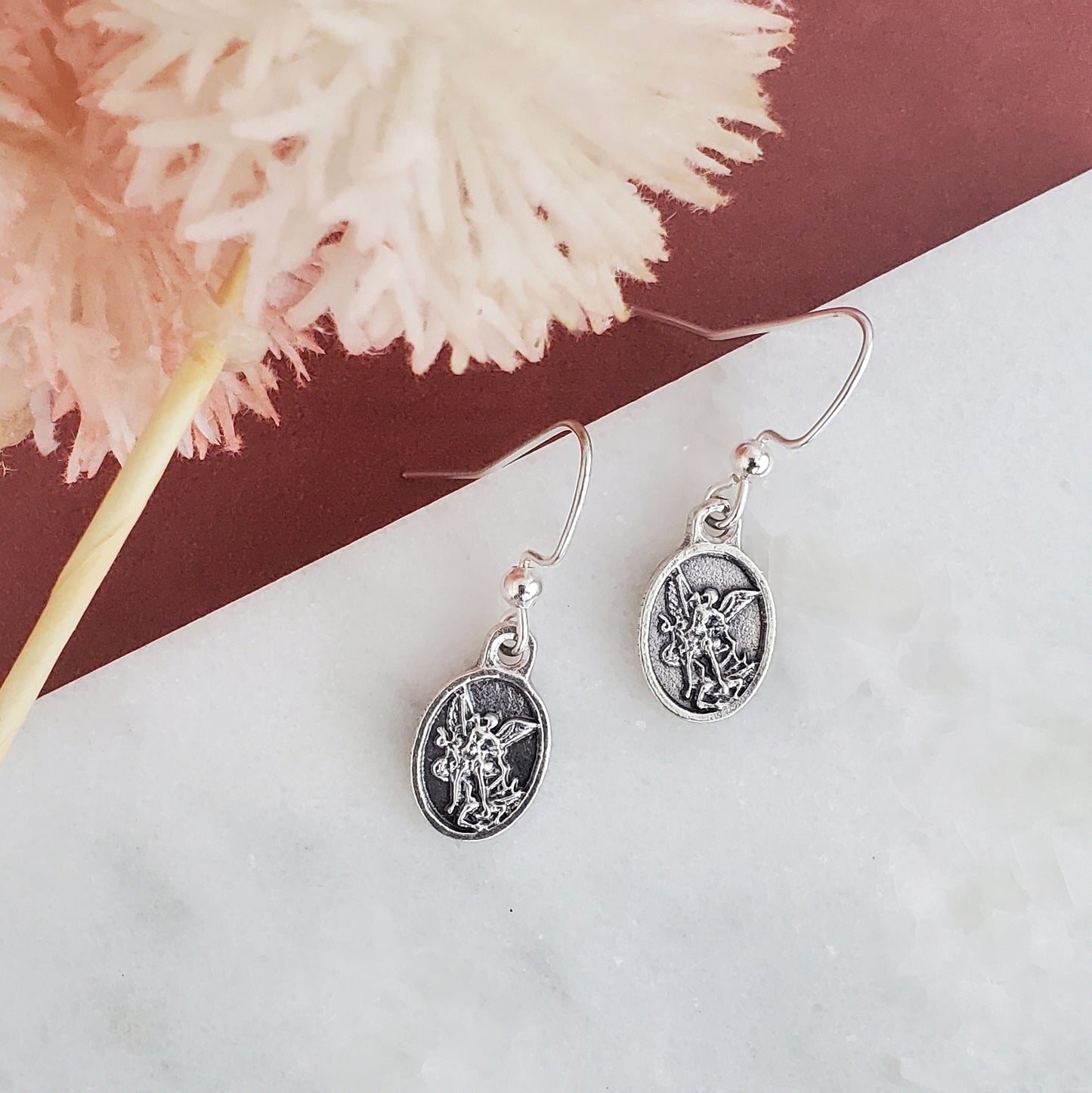 St. Michael Medal Earrings
