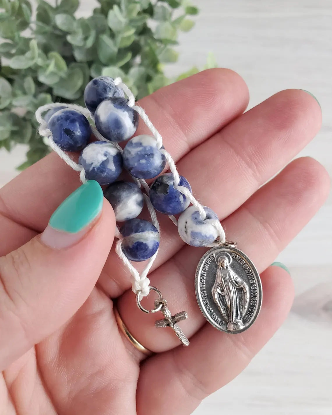 Blue and White Sodalite Sacrifice Beads
