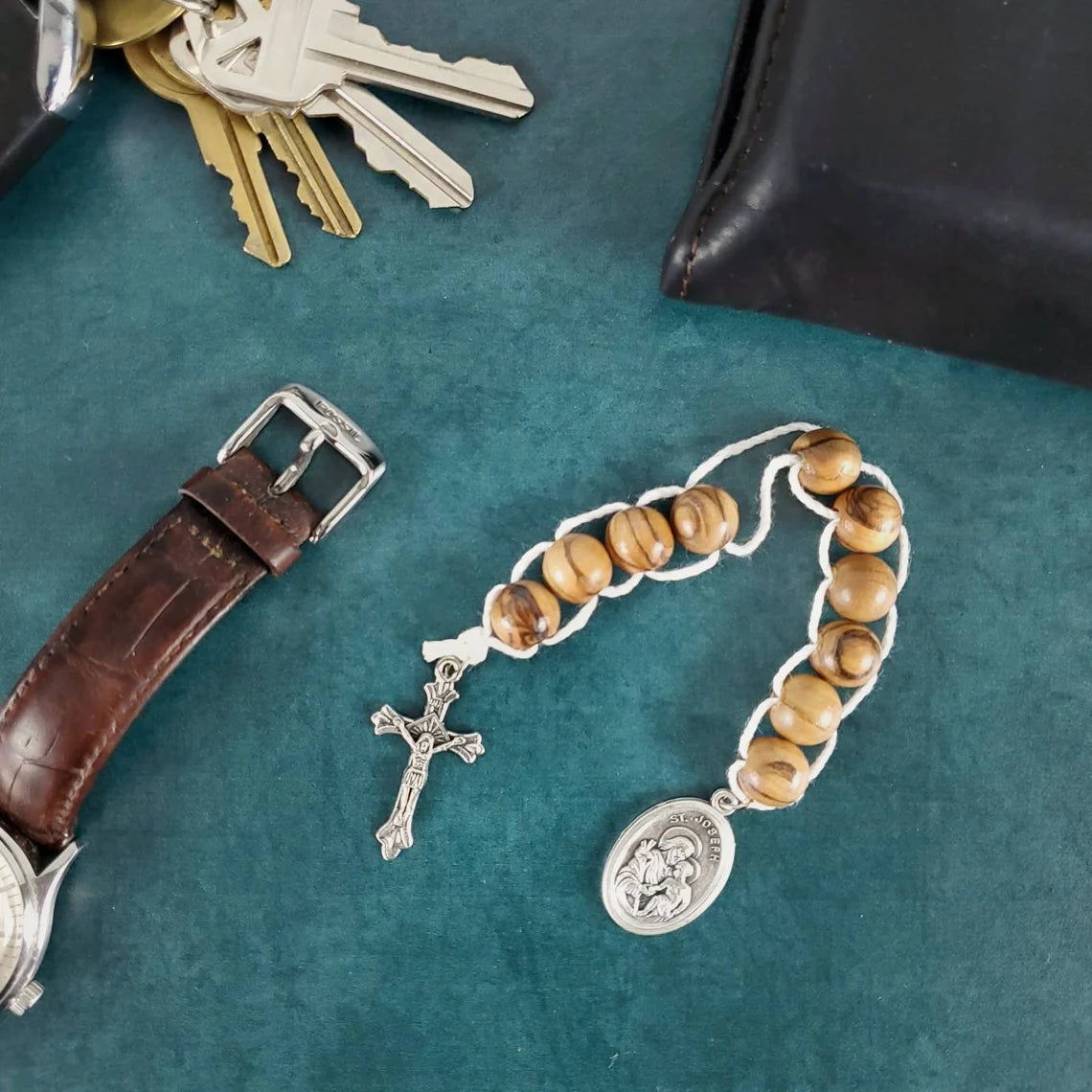 St. Joseph Sacrifice Beads Olive Wood Bethlehem Wooden Prayer Bead