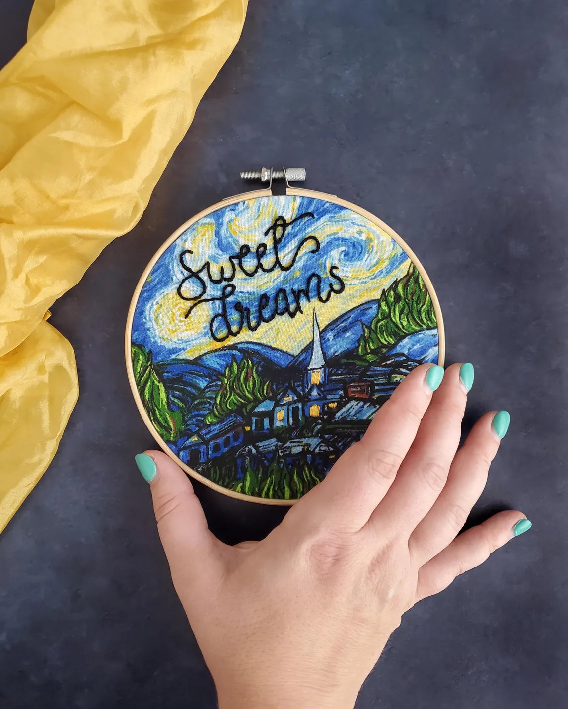 Starry Night Embroidery Hoop
