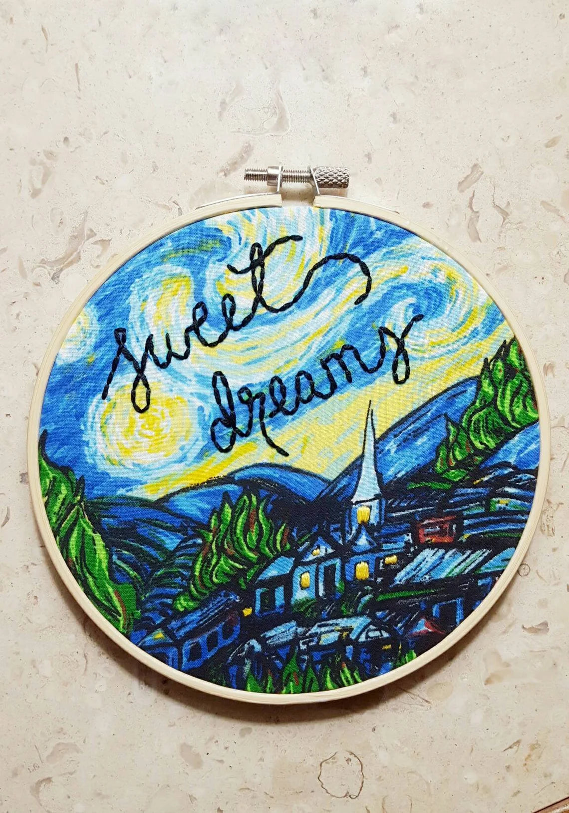 Starry Night Embroidery Hoop