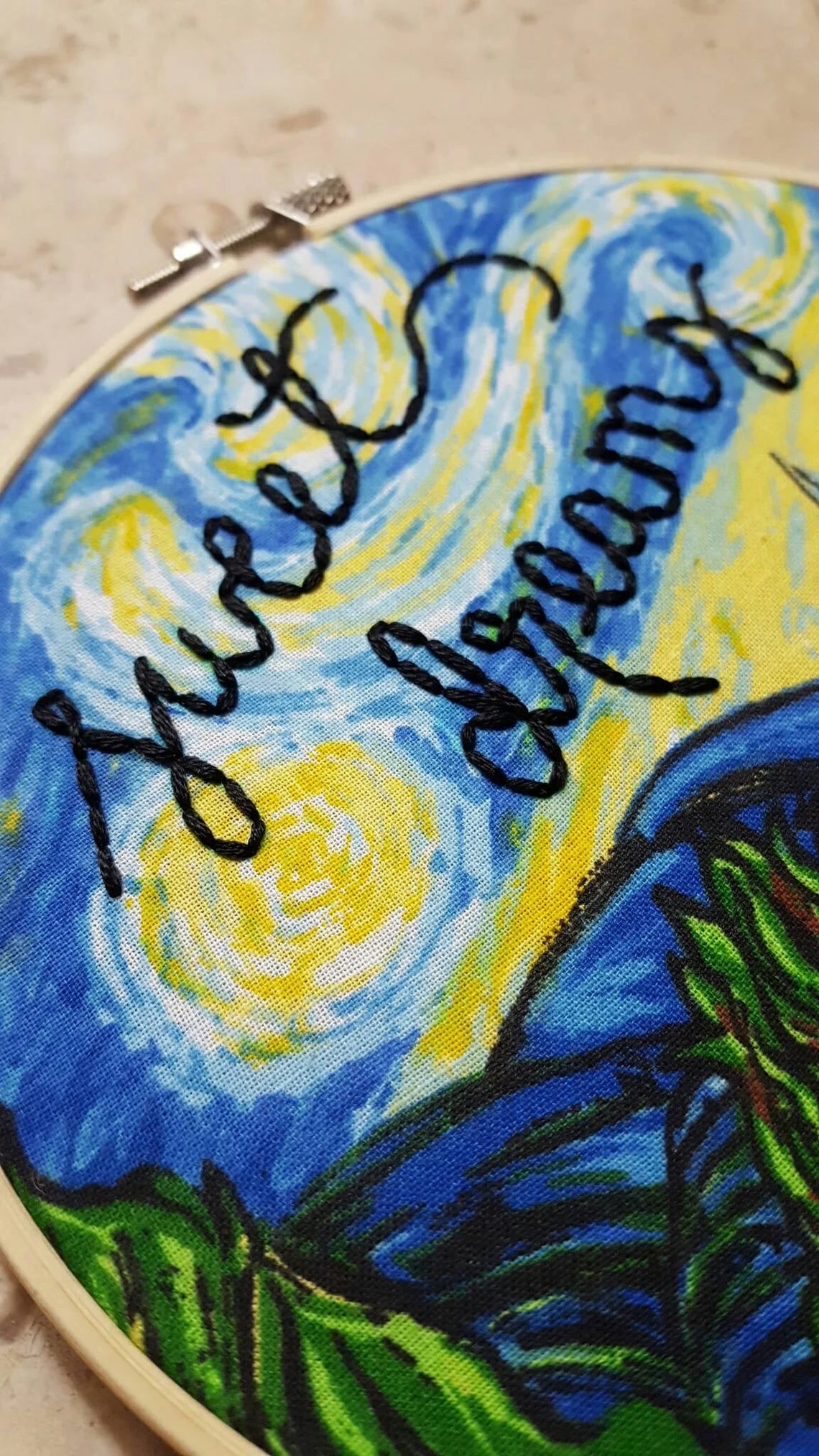 Starry Night Embroidery Hoop