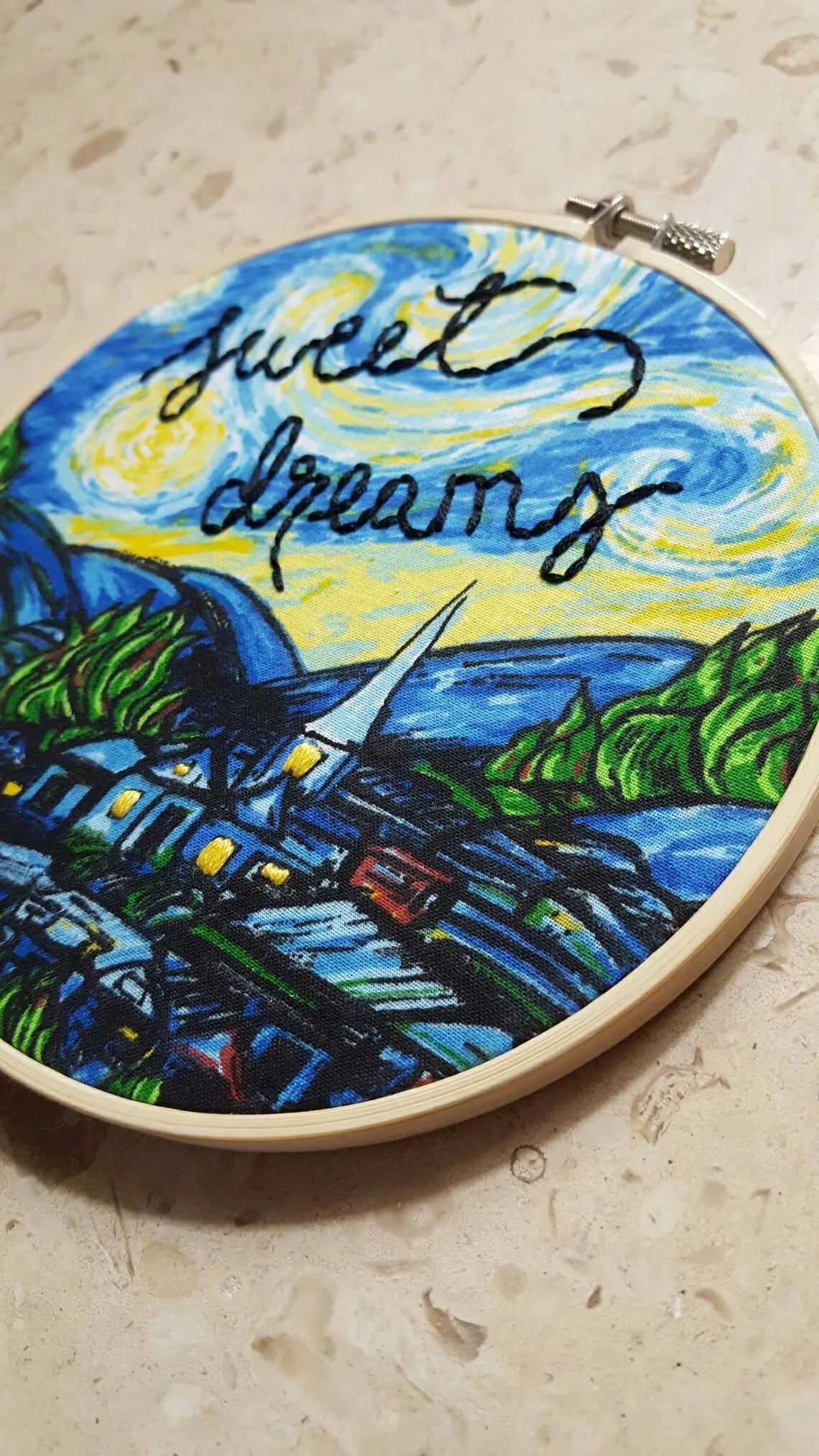 Starry Night Embroidery Hoop