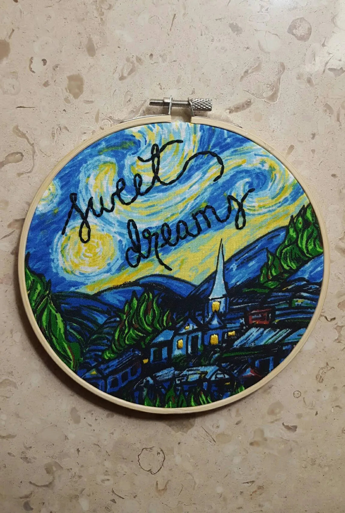 Starry Night Embroidery Hoop