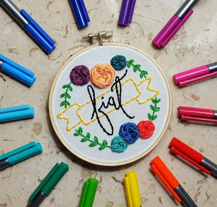Custom Word Embroidery Hoop