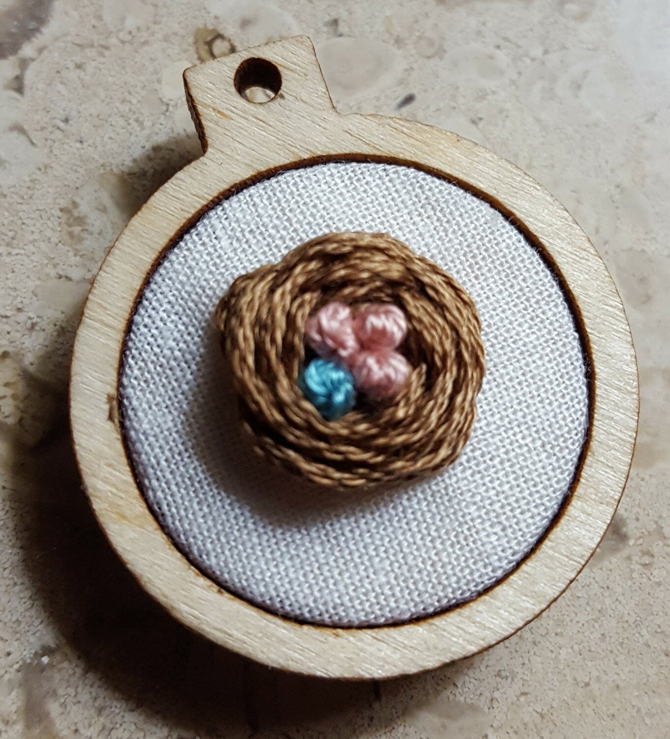 Embroidered Bird Nest Mother's Necklace