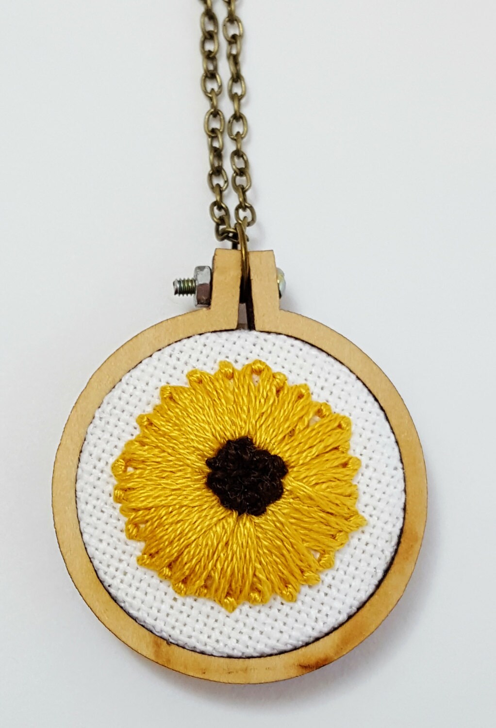 Sunflower Embroidery Necklace