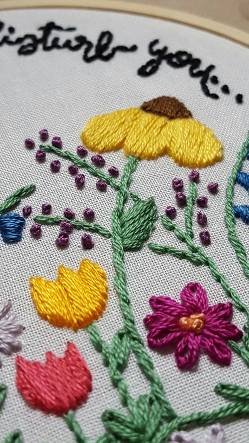 Peace Wildflower Embroidery Hoop