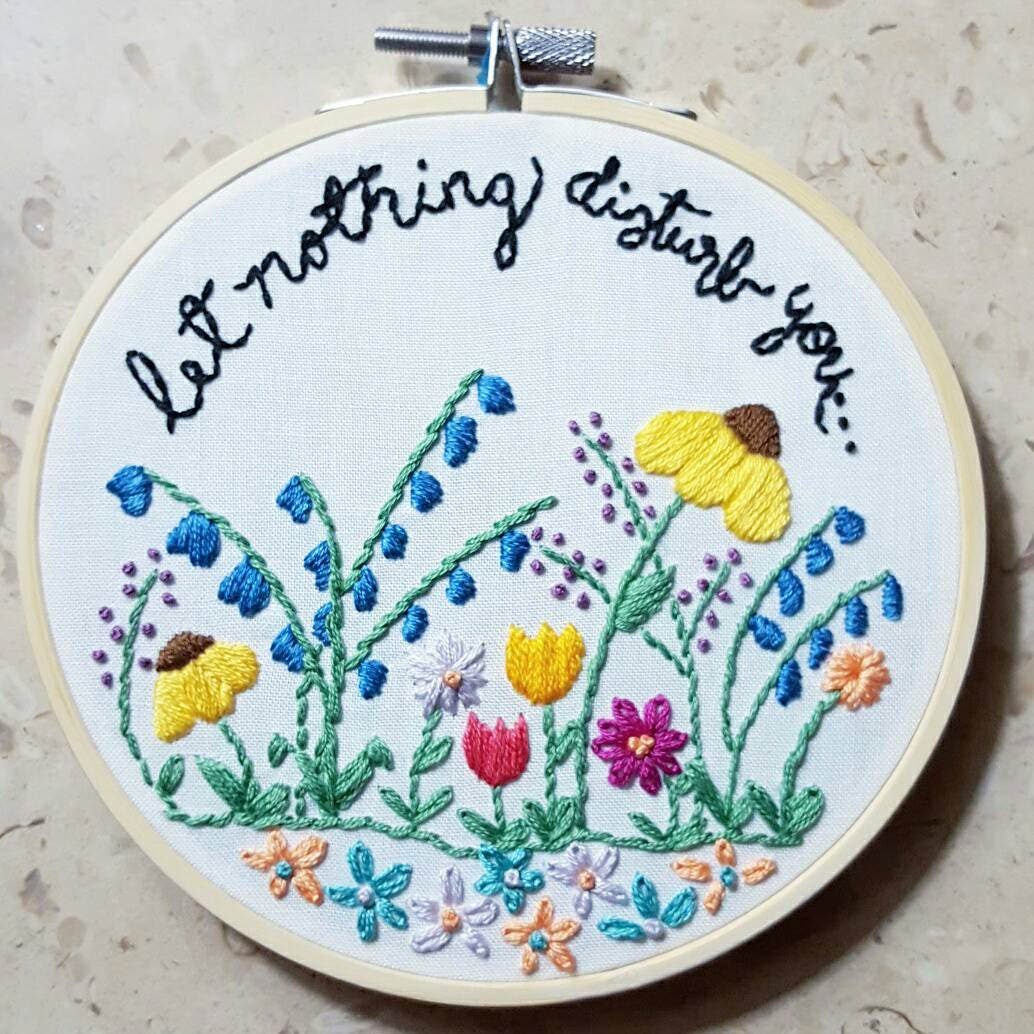Peace Wildflower Embroidery Hoop