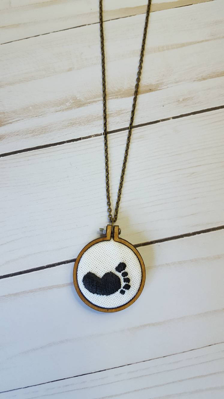 Footprint Embroidered Necklace