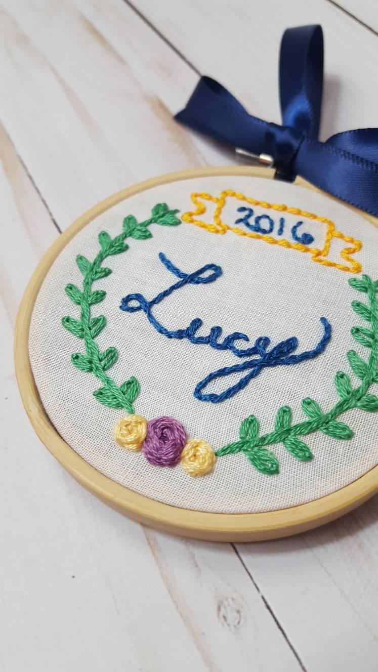 Larger 4" Personalized Memorial Embroidery Hoop