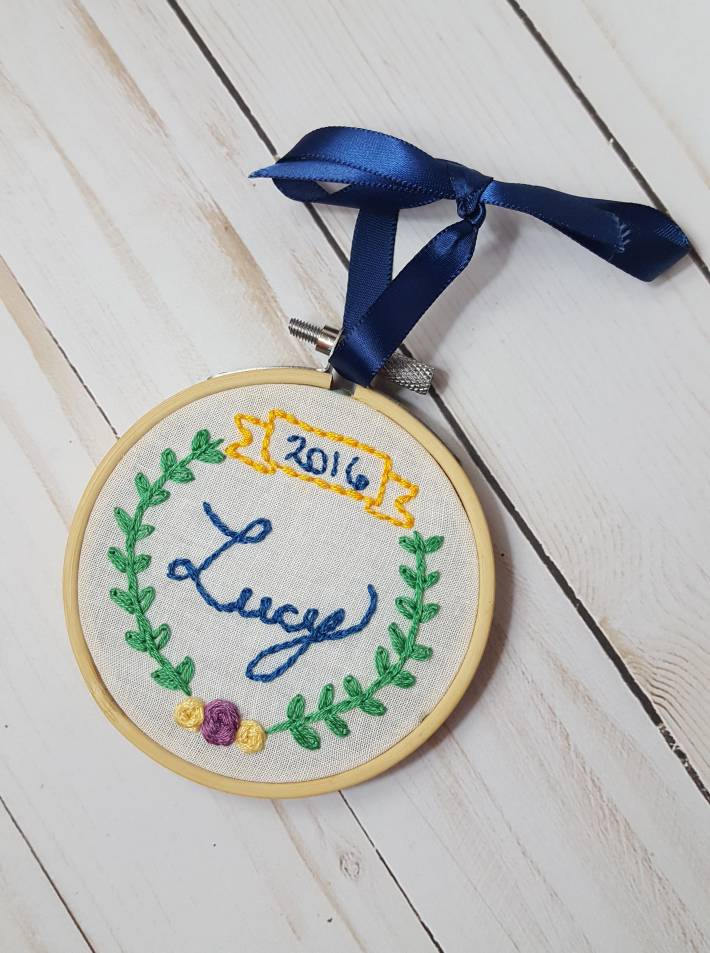 Larger 4" Personalized Memorial Embroidery Hoop