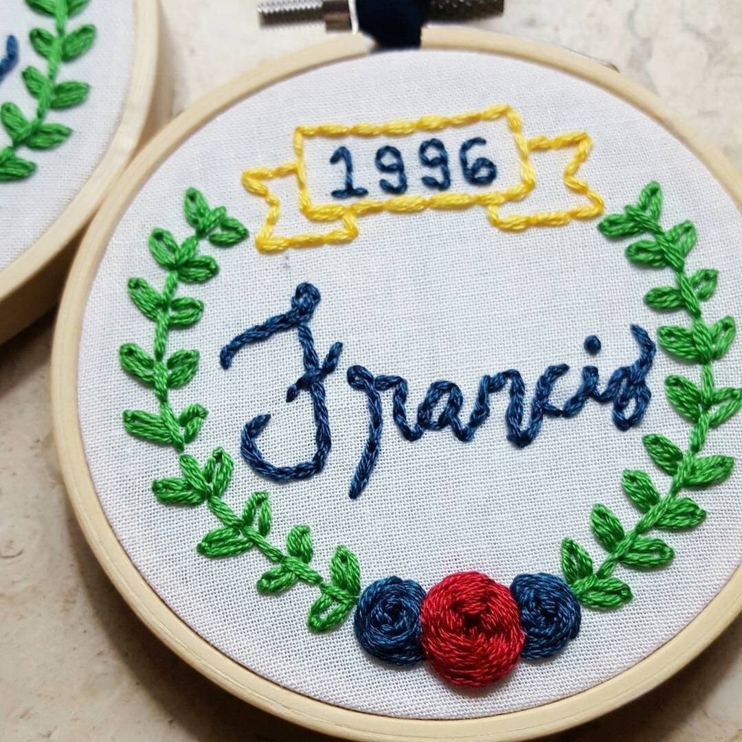 Larger 4" Personalized Memorial Embroidery Hoop