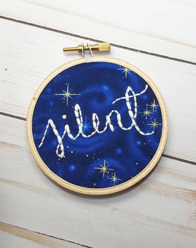 Silent Night 3" Embroidery Hoop Christmas Ornament