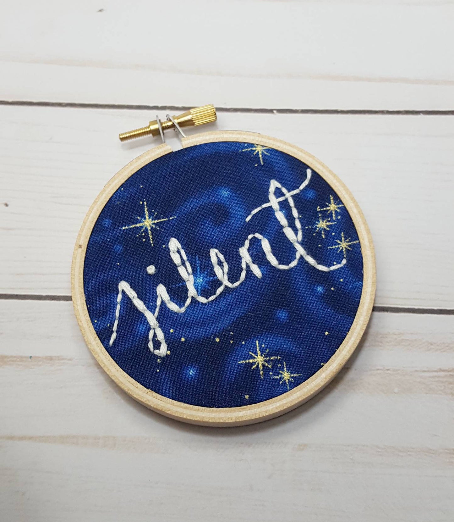 Silent Night 3" Embroidery Hoop Christmas Ornament