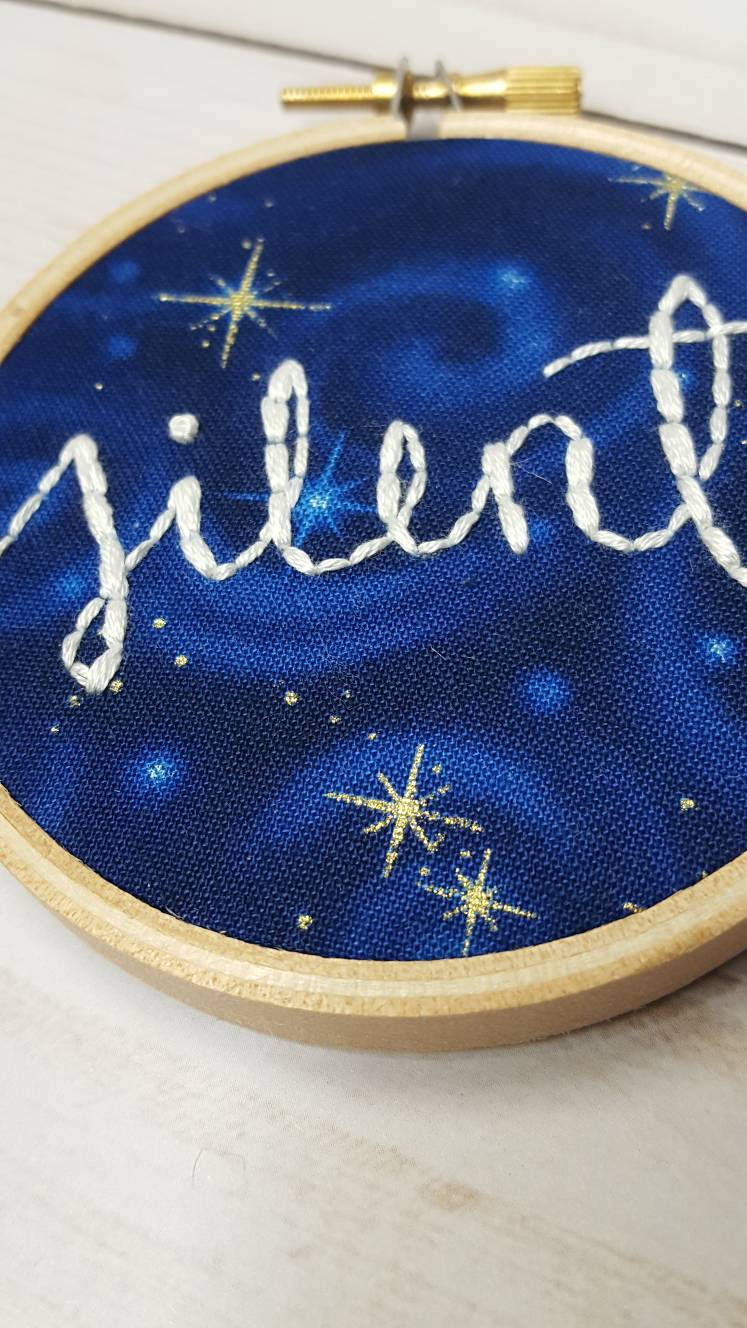 Silent Night 3" Embroidery Hoop Christmas Ornament