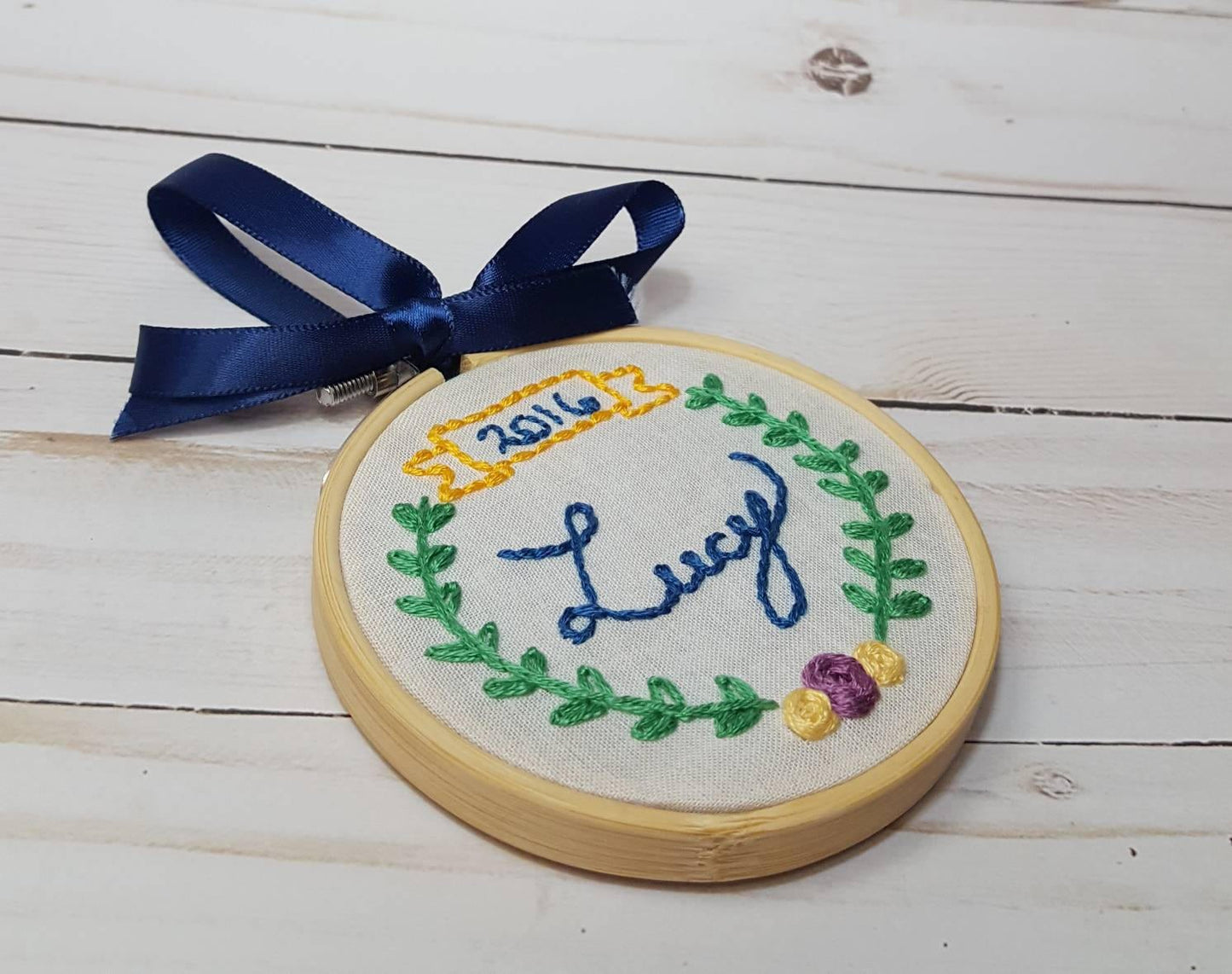 Larger 4" Personalized Memorial Embroidery Hoop
