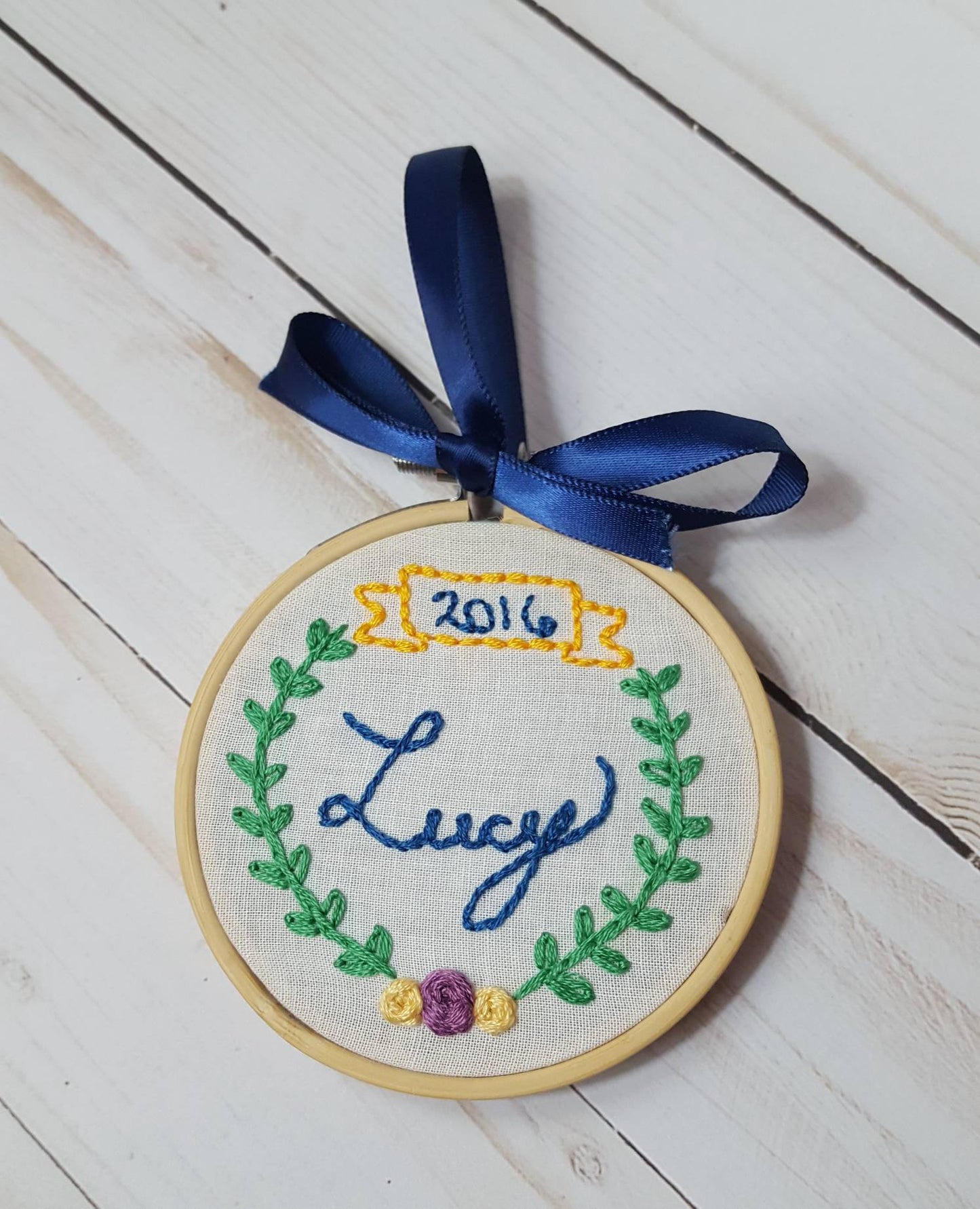 Larger 4" Personalized Memorial Embroidery Hoop