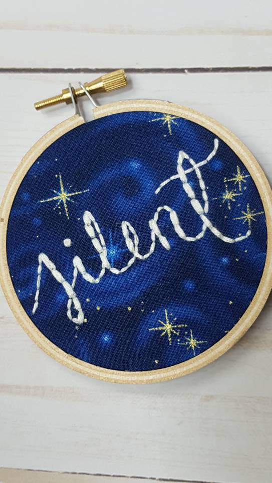 Silent Night 3" Embroidery Hoop Christmas Ornament