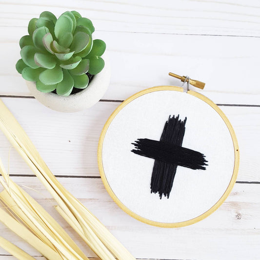 Ash Wednesday Ash Cross Embroidery Hoop