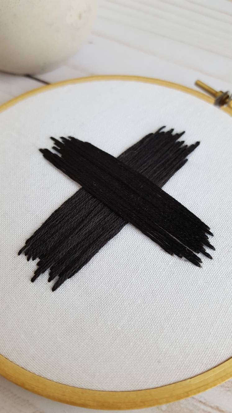 Ash Wednesday Ash Cross Embroidery Hoop
