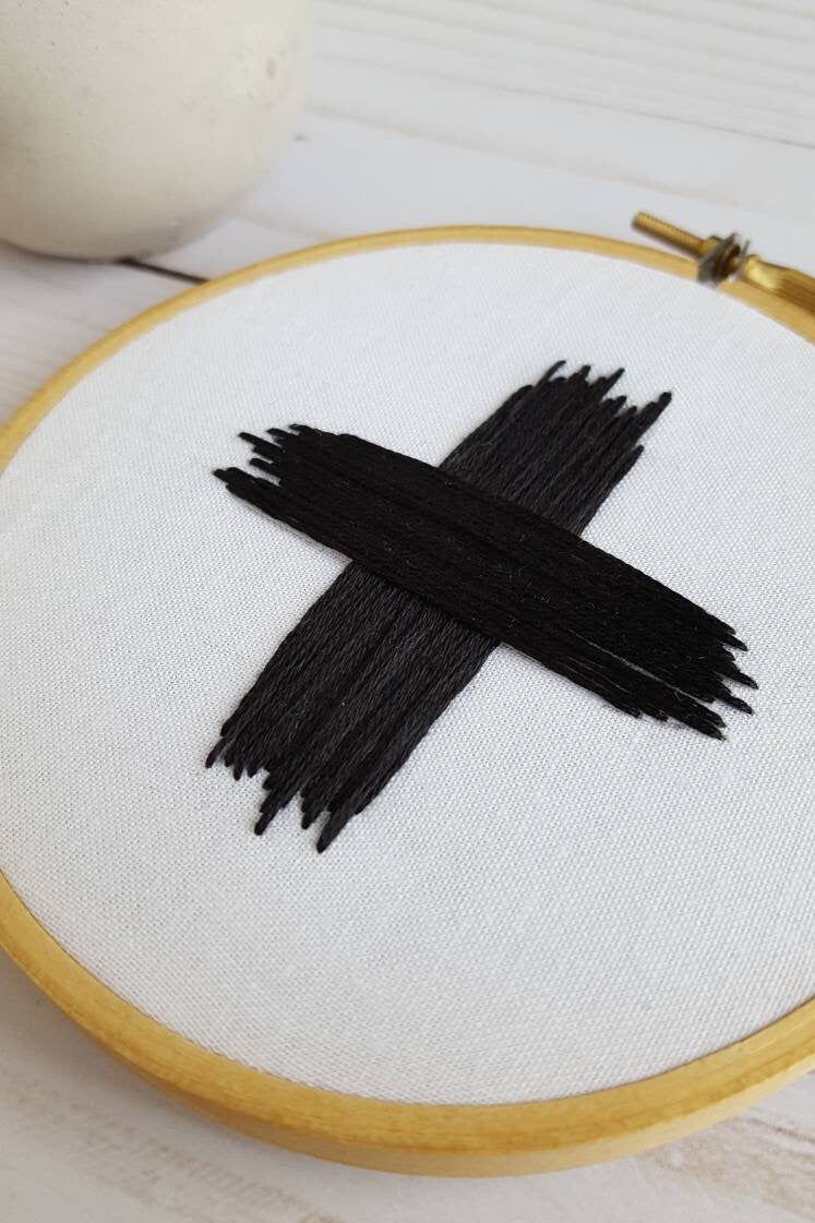 Ash Wednesday Ash Cross Embroidery Hoop