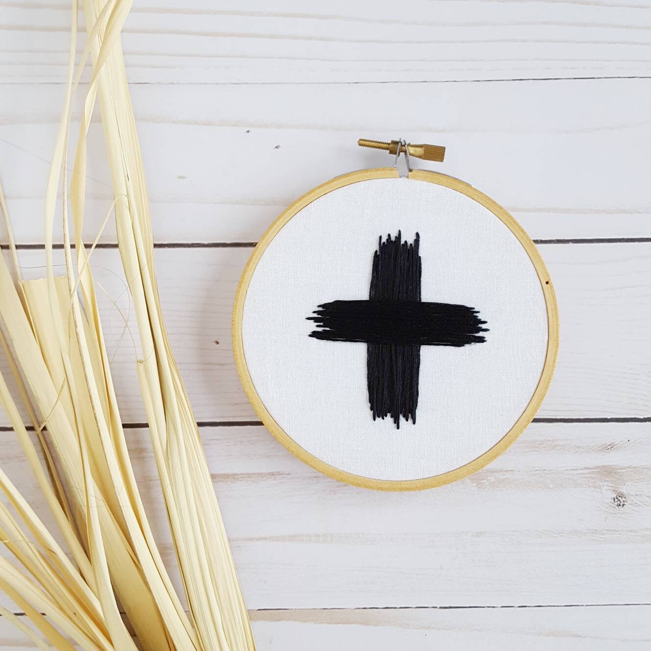 Ash Wednesday Ash Cross Embroidery Hoop