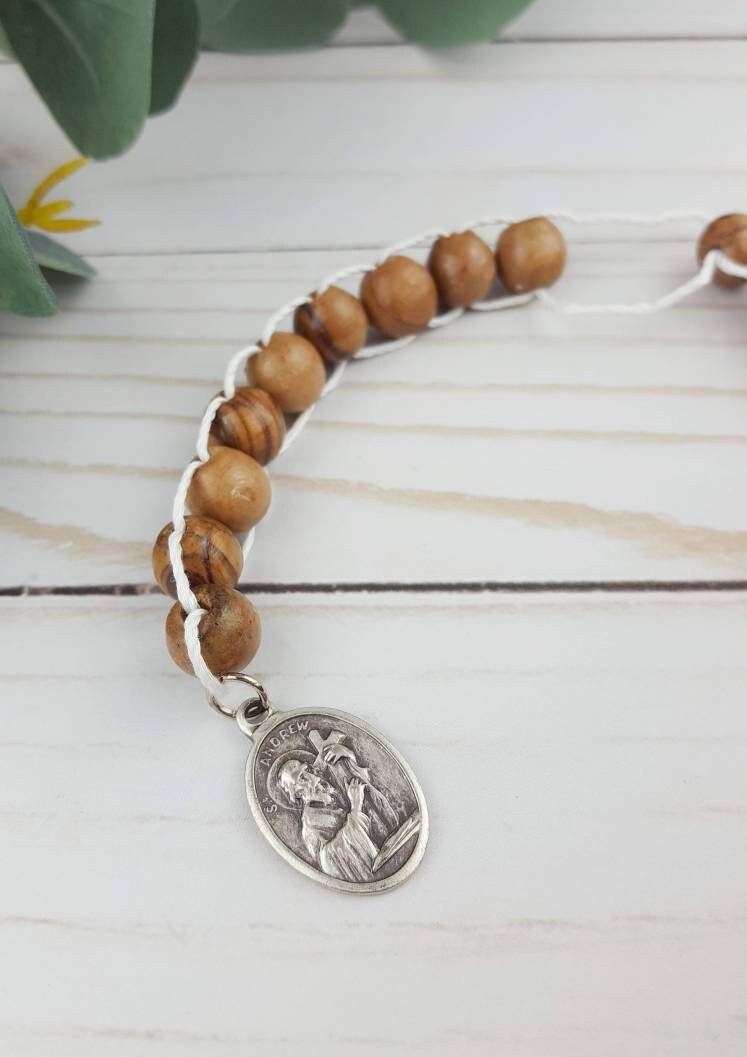 St Andrew Christmas Novena Beads, Bethlehem Olive Wood