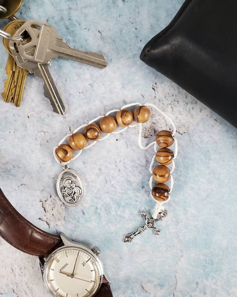 St. Joseph Sacrifice Beads Olive Wood Bethlehem Wooden Prayer Bead