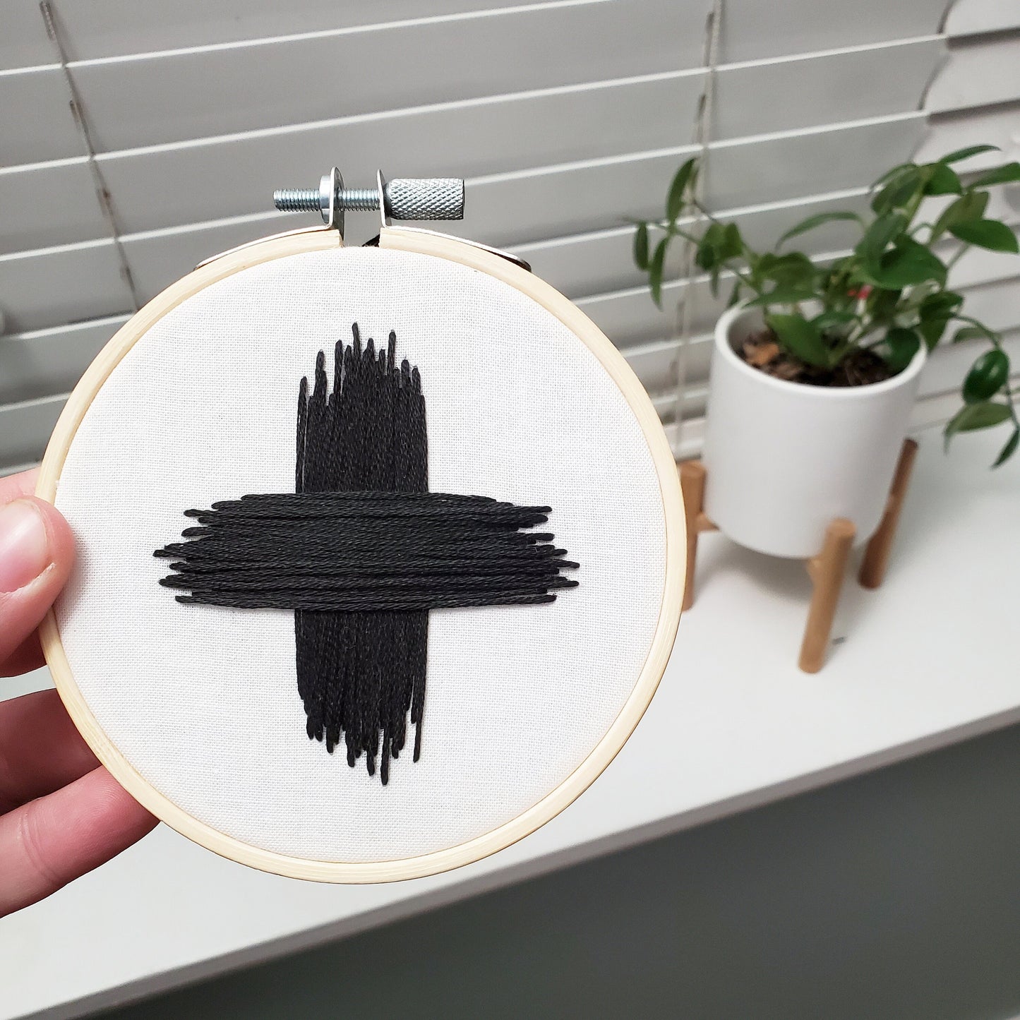 Ash Wednesday Ash Cross Embroidery Hoop