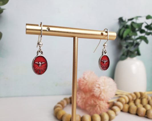 Holy Spirit Earrings Red Enamel