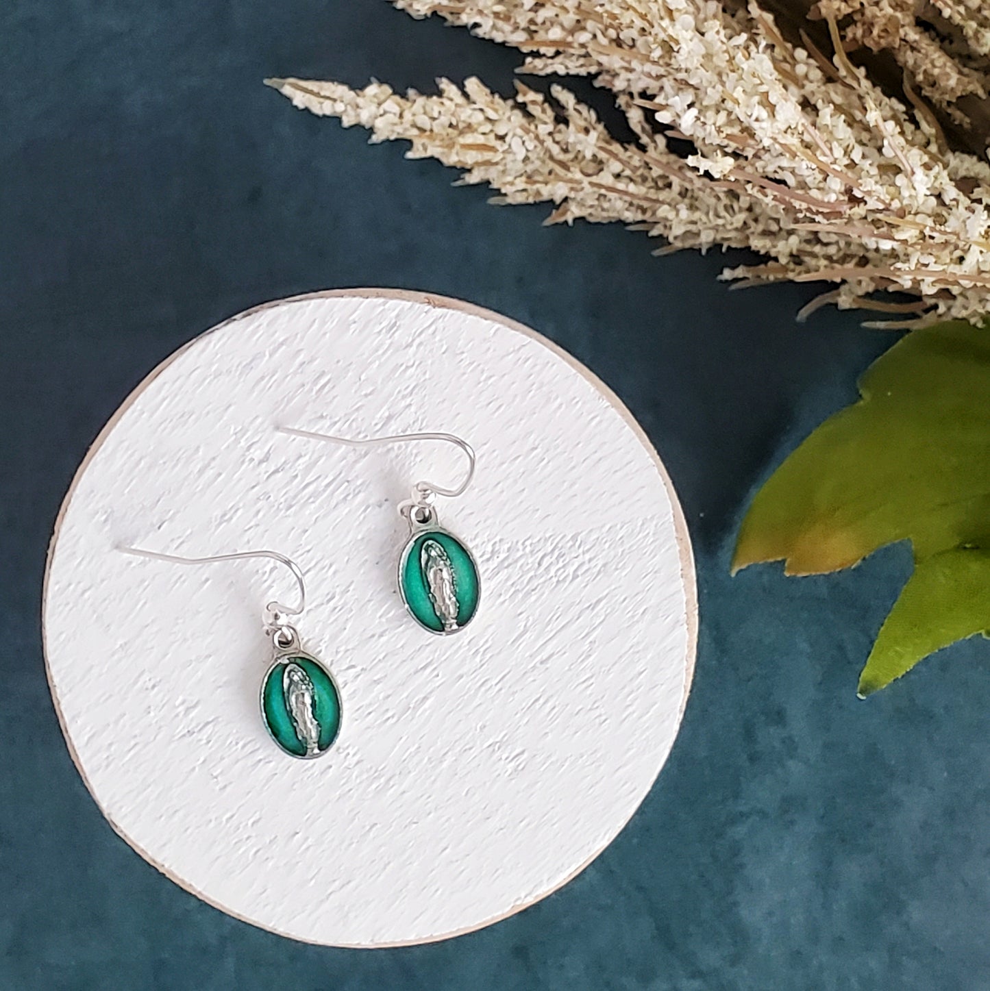 Our Lady of Guadalupe Green Enamel Earrings
