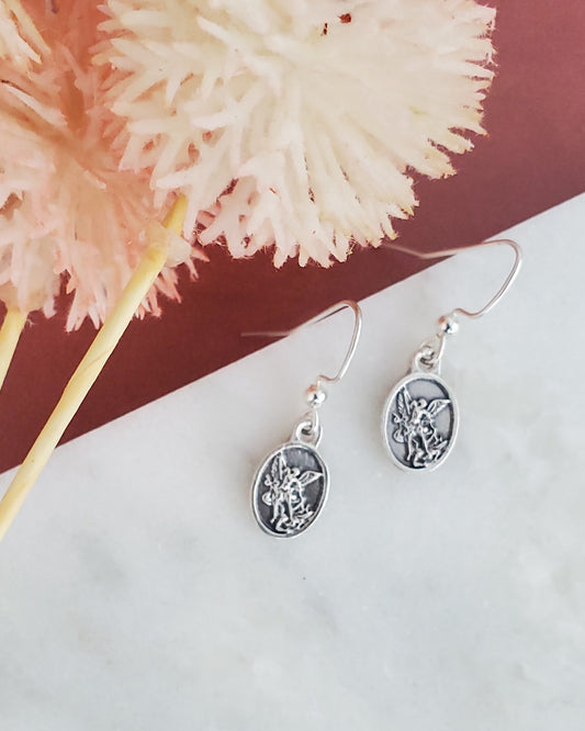 St. Michael Medal Earrings