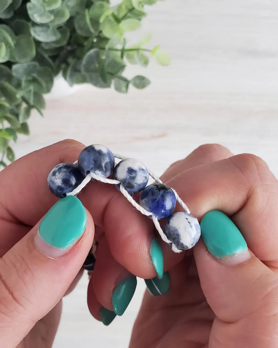 Blue and White Sodalite Sacrifice Beads