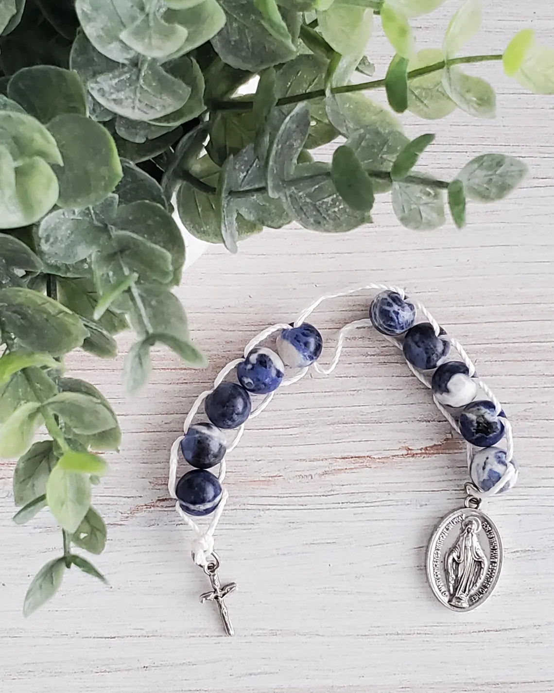 Blue and White Sodalite Sacrifice Beads