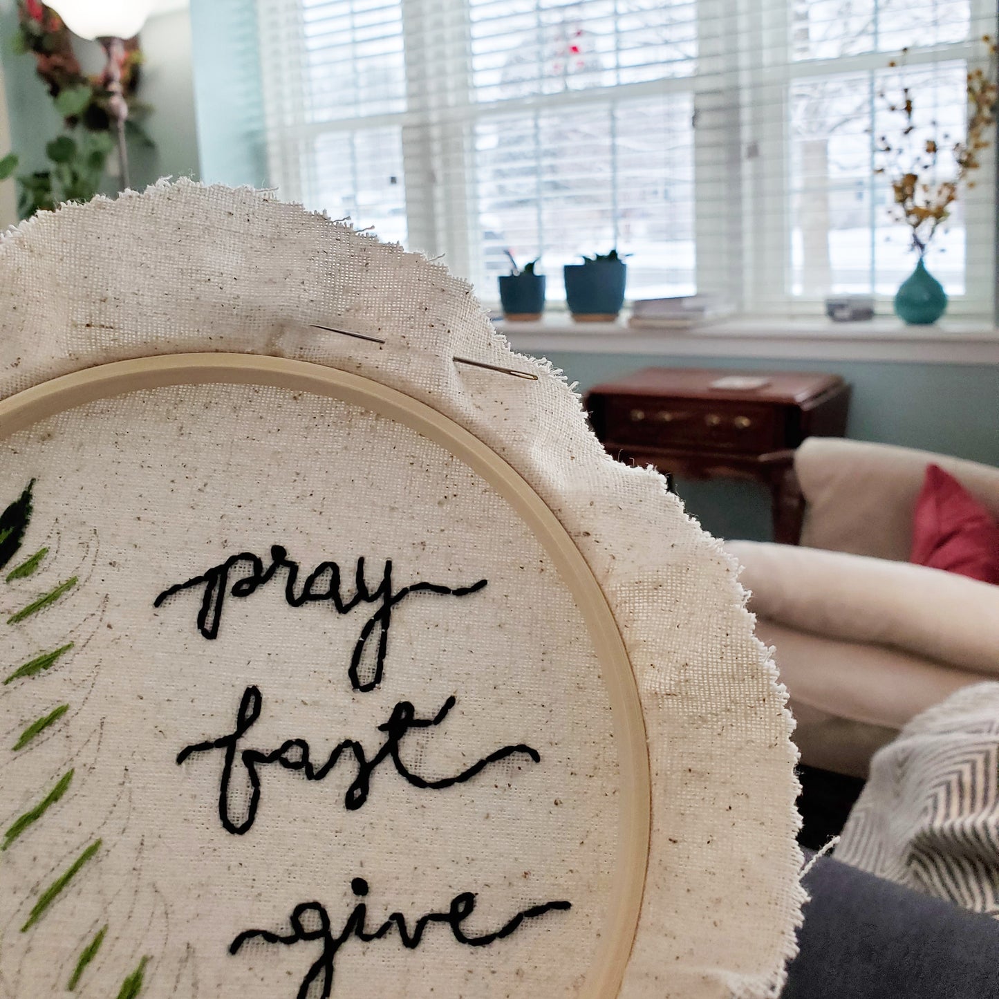 Pray, Fast, Give Embroidery Kit