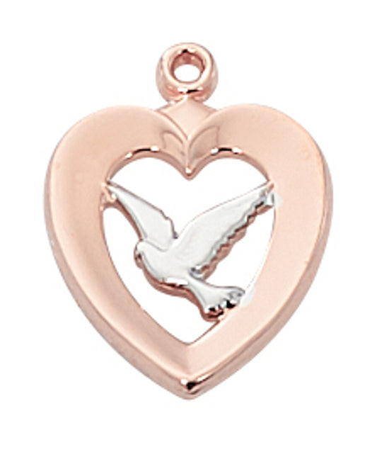 Holy Spirit Heart in Rose Gold over Sterling Silver