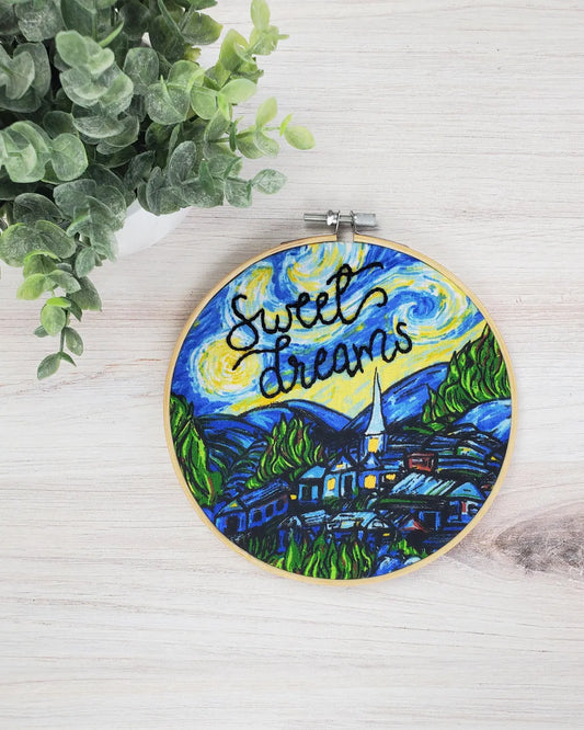 Starry Night Embroidery Hoop