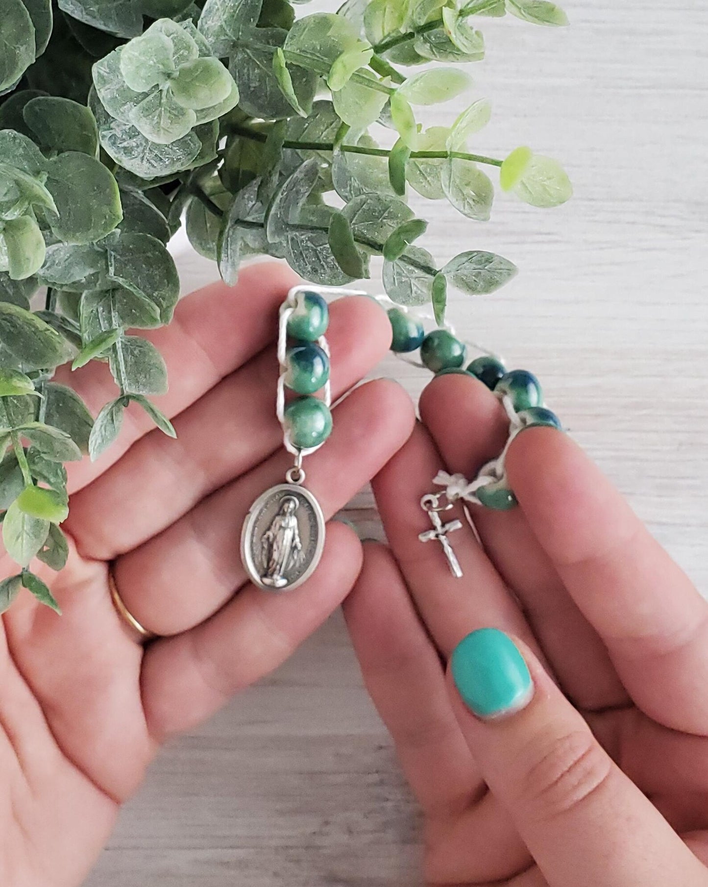 St. Therese Sacrifice Beads in Teal Ceramic