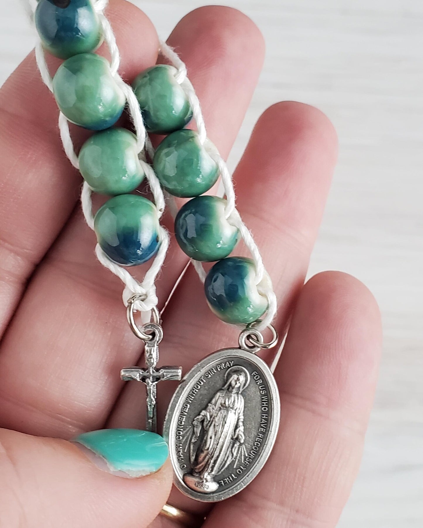 St. Therese Sacrifice Beads in Teal Ceramic