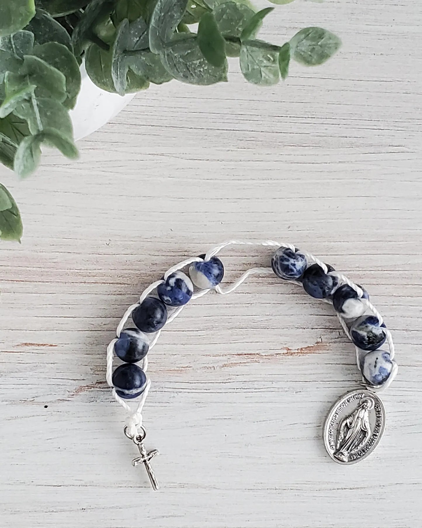 Blue and White Sodalite Sacrifice Beads