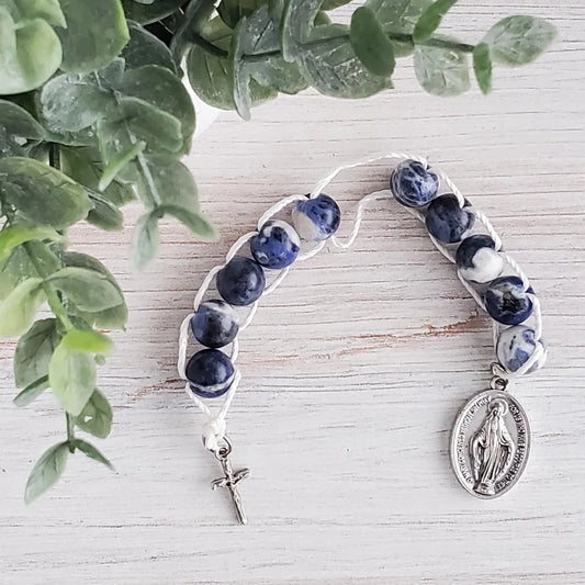 Blue and White Sodalite Sacrifice Beads