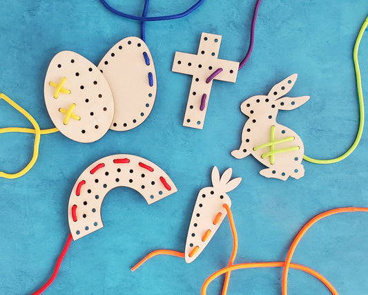 Wooden Easter Lacing Cards
