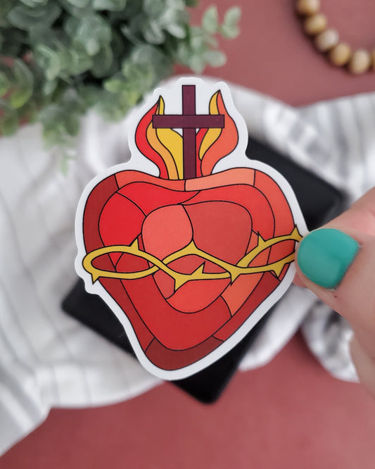 Stained Glass Sacred Heart of Jesus Vinyl Sticker