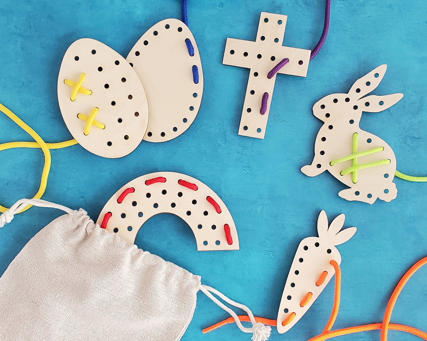 Wooden Easter Lacing Cards