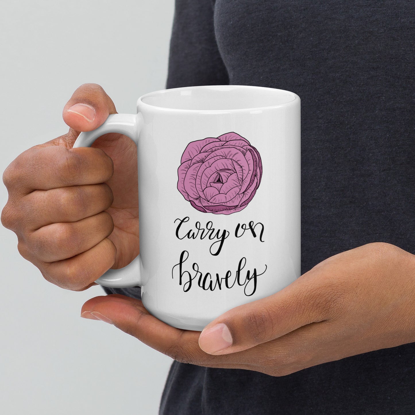 Carry On Bravely Mug 15 oz