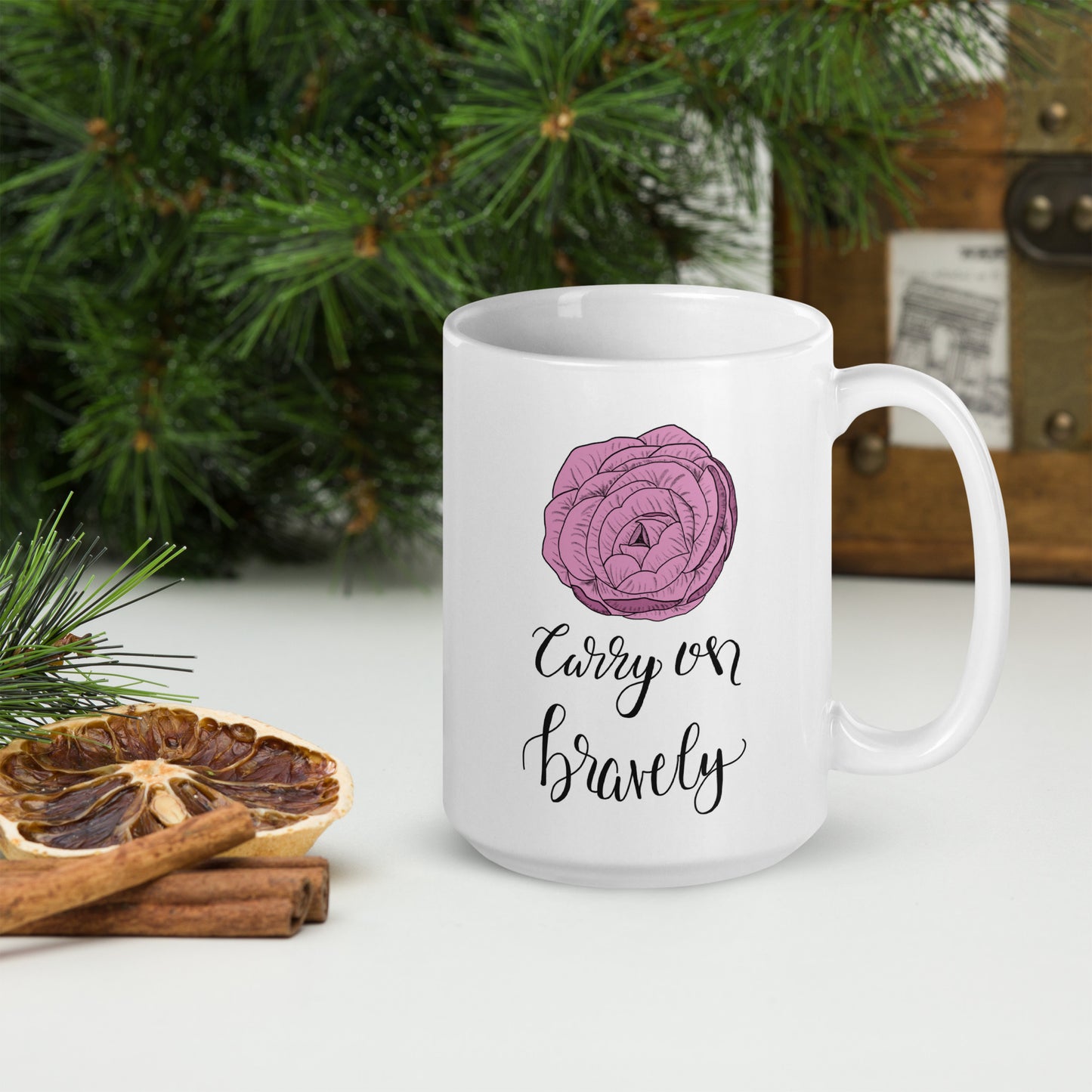 Carry On Bravely Mug 15 oz