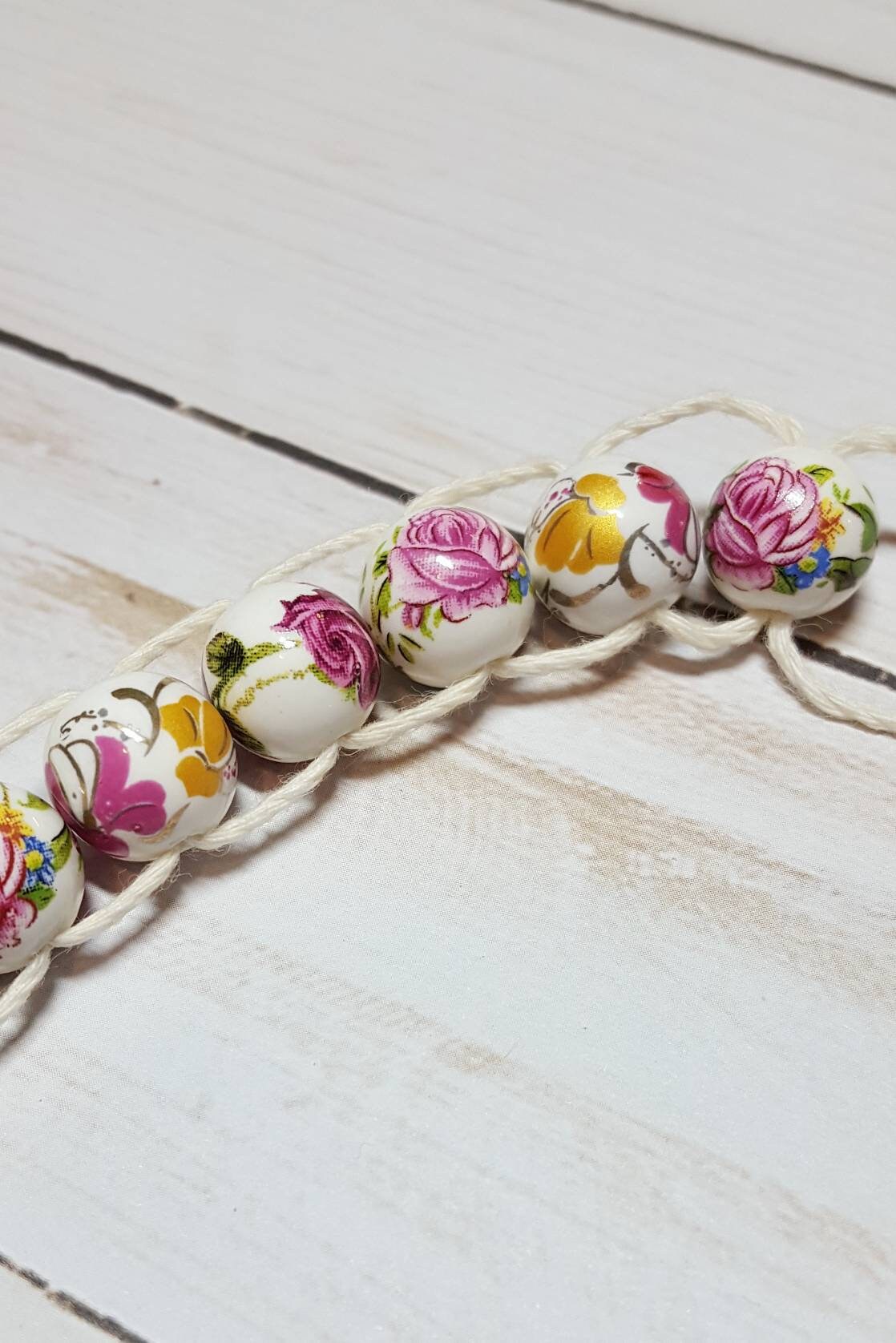 Sacrifice Beads Vintage Roses Ceramic Bead