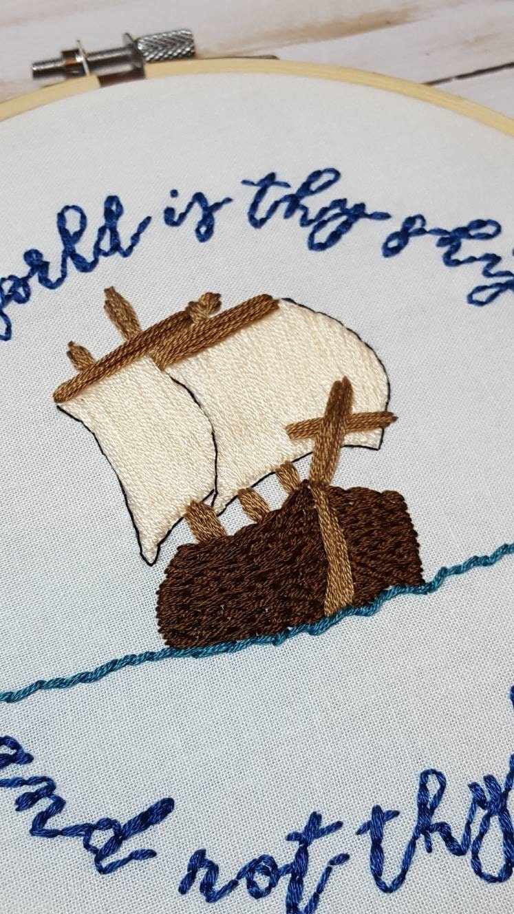 PDF Embroidery Pattern The World is Thy Ship and Not Thy Home
