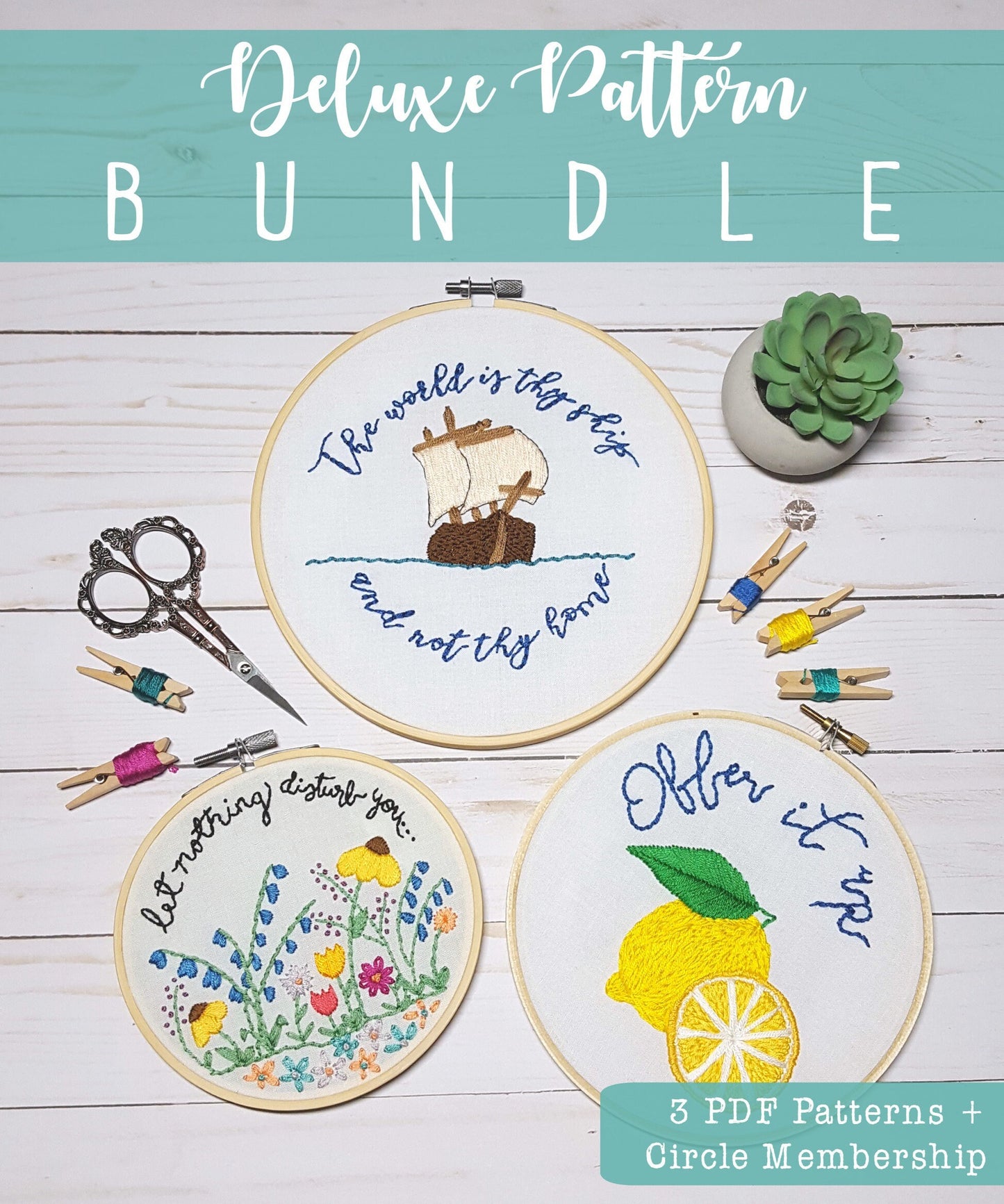 Three PDF Embroidery Pattern Bundle